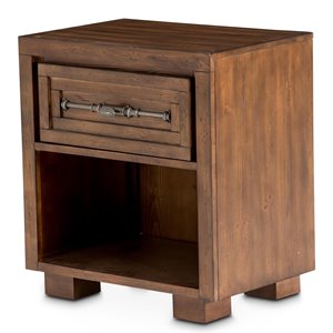 michael amini carrollton 1-drawer wood nightstand in rustic ranch brown