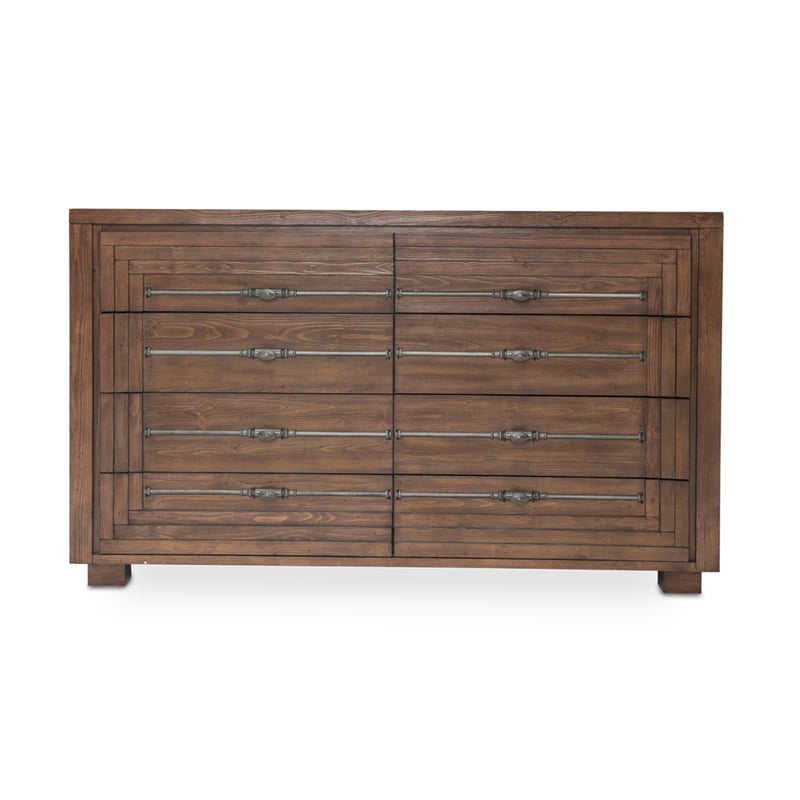 Michael Amini Carrollton Spruce Solids Wood Dresser in Rustic Ranch Brown