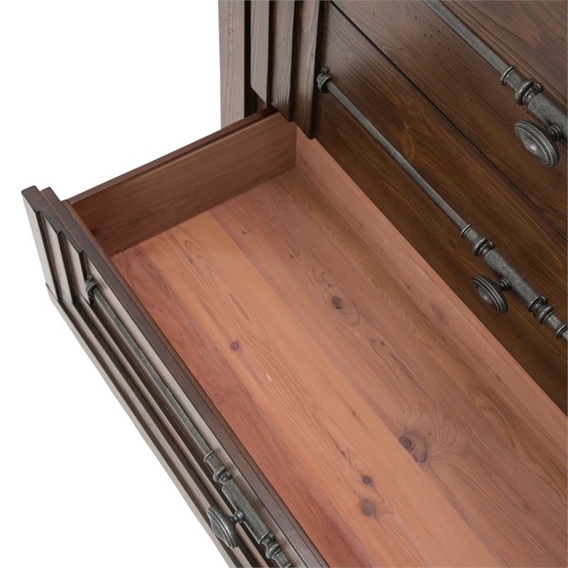 Michael Amini Carrollton Spruce Solids Wood Dresser in Rustic Ranch Brown