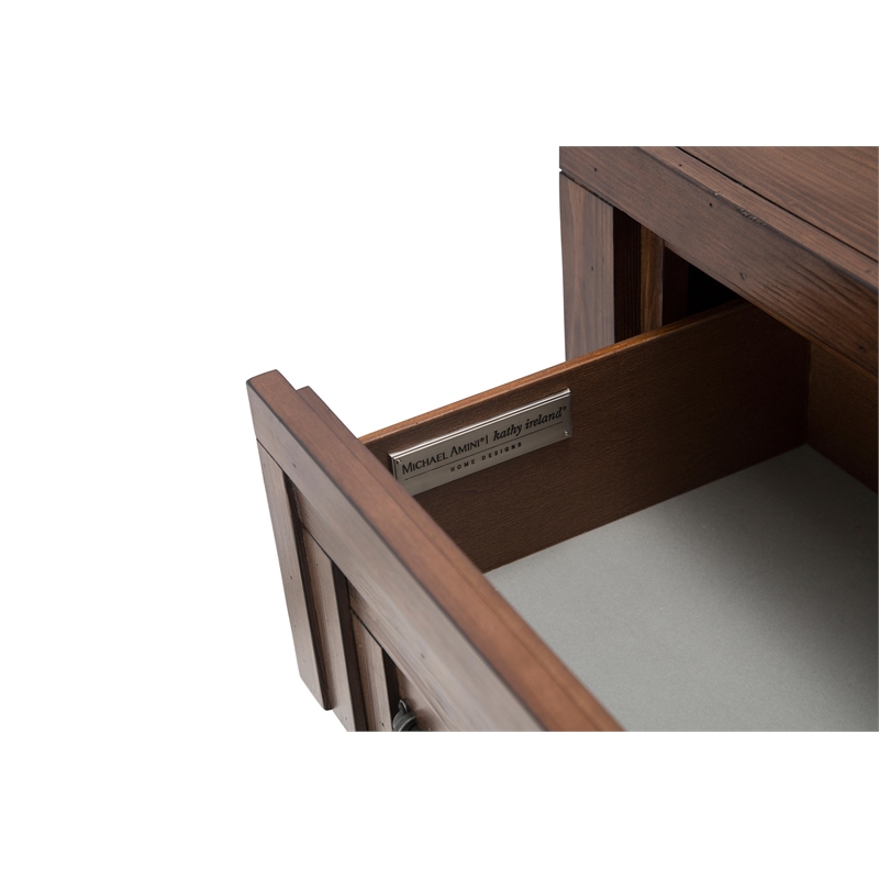 Michael Amini Carrollton Wood Dresser with Mirror in Rustic Brown