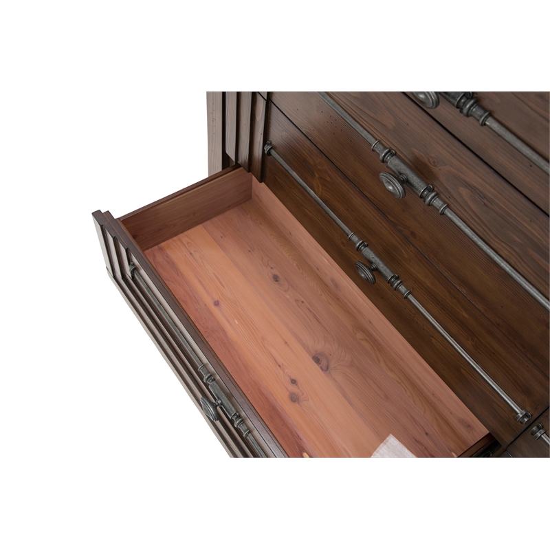 Michael Amini Carrollton Wood Dresser with Mirror in Rustic Brown