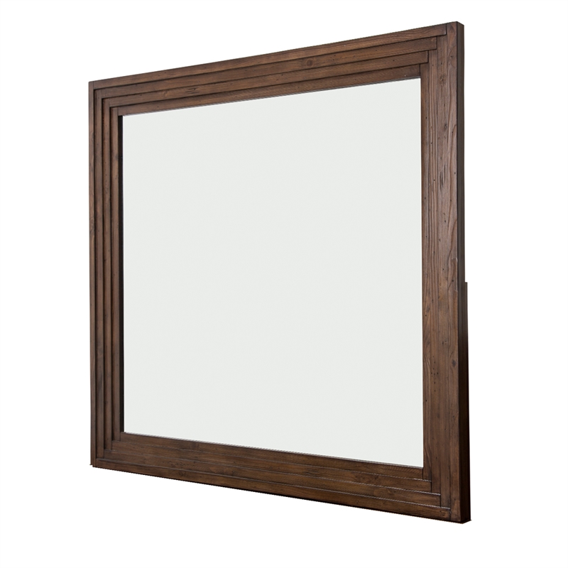 Michael Amini Carrollton Wood Dresser with Mirror in Rustic Brown