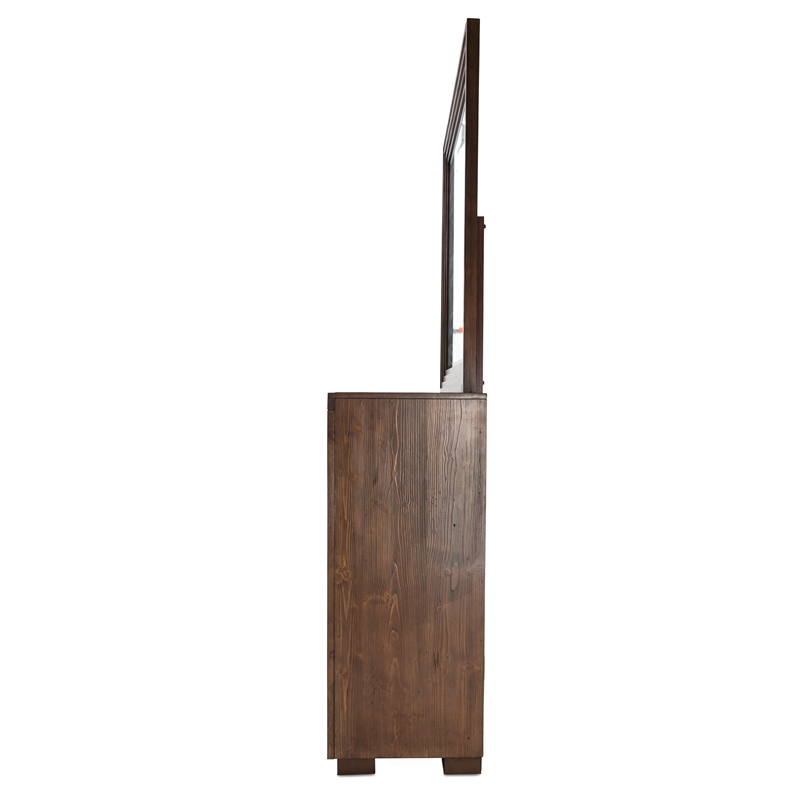 Michael Amini Carrollton Wood Dresser with Mirror in Rustic Brown