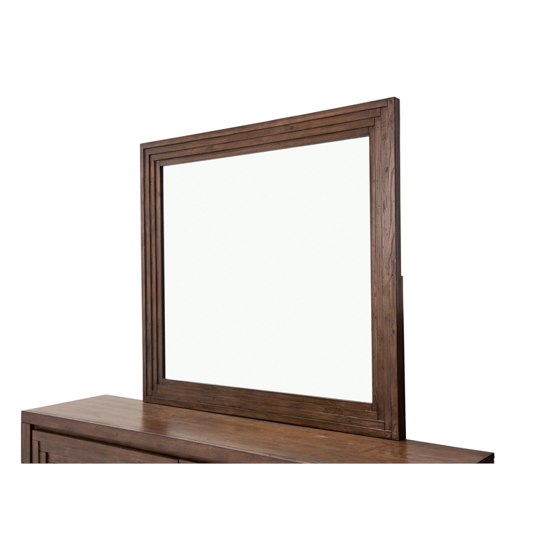 Michael Amini Carrollton Wood Dresser with Mirror in Rustic Brown