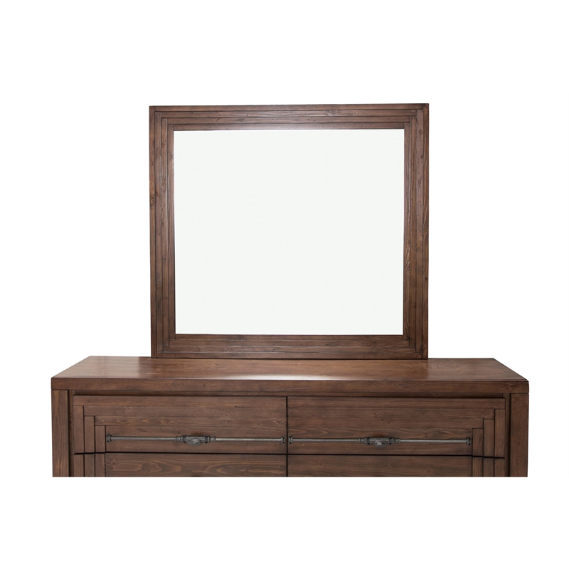 Michael Amini Carrollton Wood Dresser with Mirror in Rustic Brown