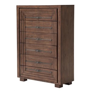 michael amini carrollton 6-drawer spruce solids wood chest in rustic ranch brown