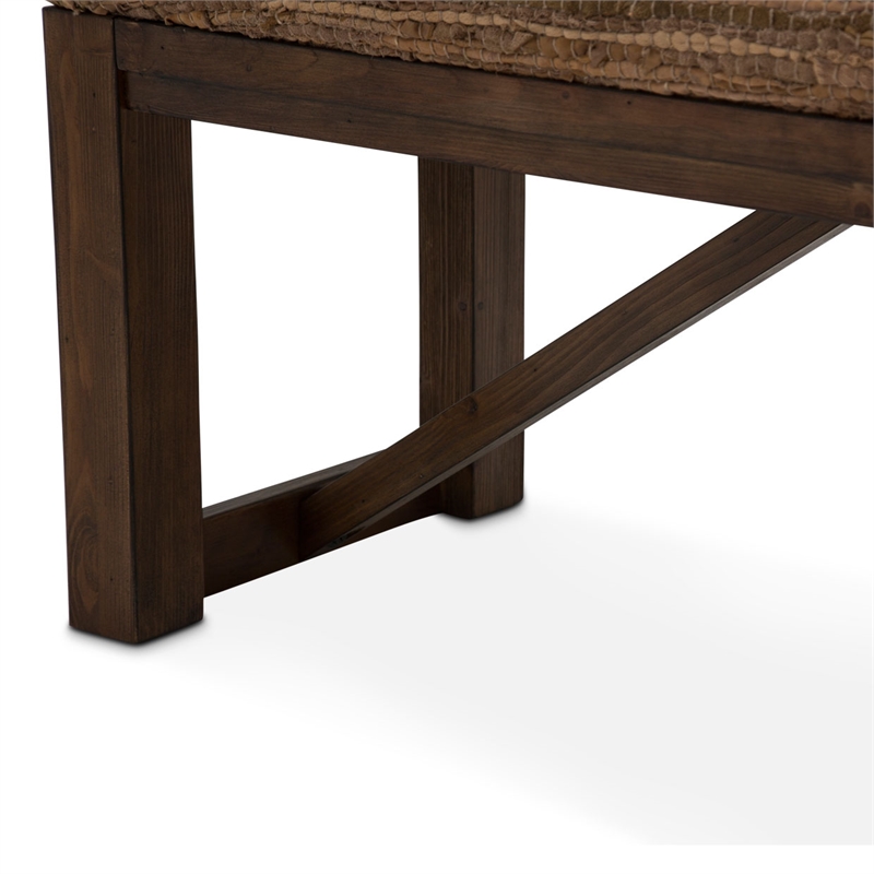 Michael Amini Carrollton Wood & Leather Accent Bench - Brown