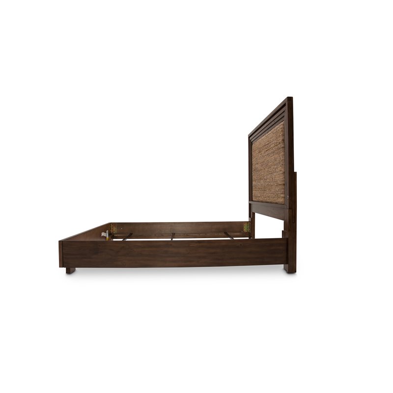 Michael Amini Carrollton Queen Panel Bed in Rustic Ranch Brown