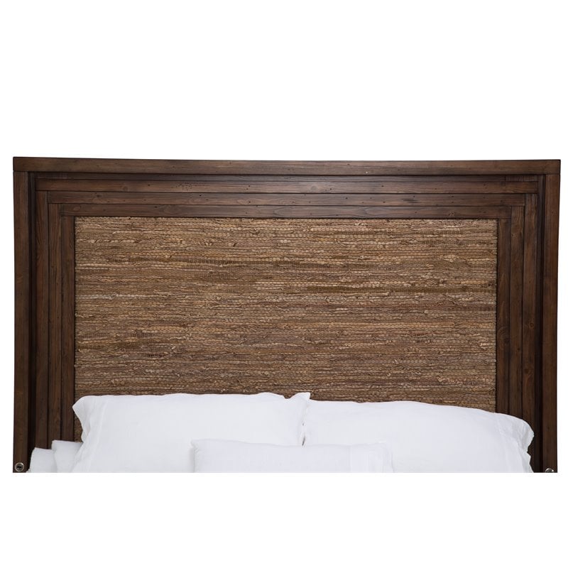 Michael Amini Carrollton Queen Panel Bed in Rustic Ranch Brown