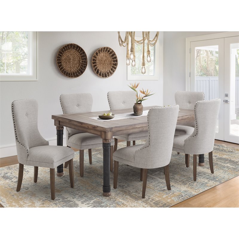 Michael Amini Crossings Rectangular Wood & Metal Dining Table in Barn Brown