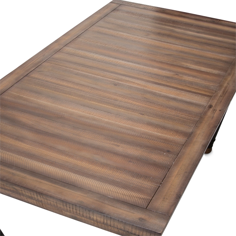 Michael Amini Crossings Rectangular Wood & Metal Dining Table in Barn Brown