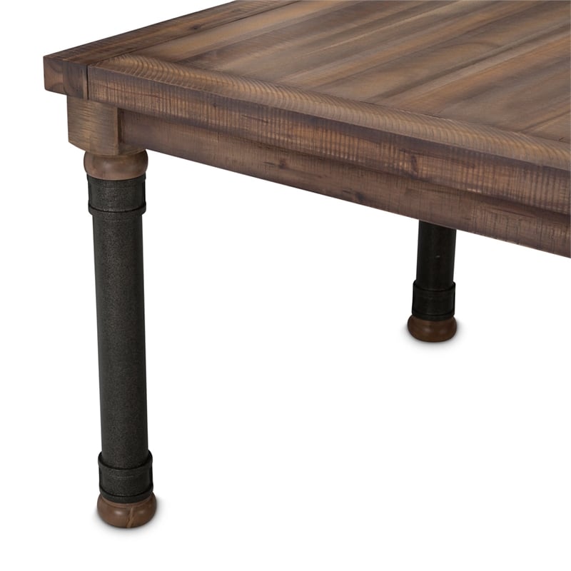 Michael Amini Crossings Rectangular Wood & Metal Dining Table in Barn Brown