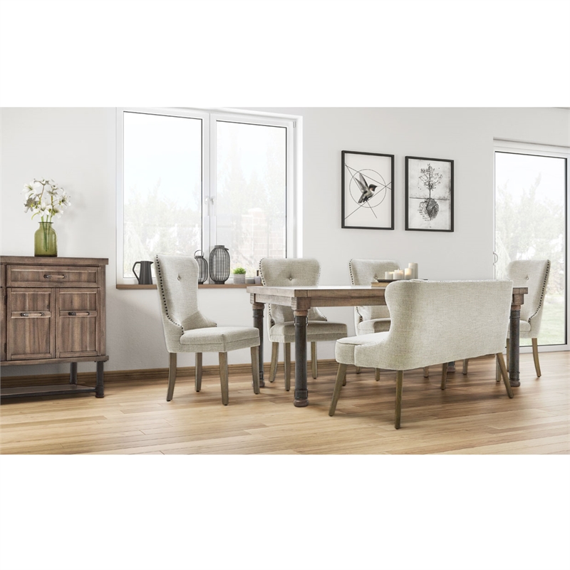 Michael Amini Crossings Rectangular Wood & Metal Dining Table in Barn Brown