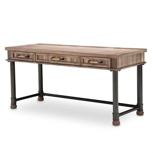 Michael Amini Crossings Wood & Metal Writing Desk in Reclaimed Barn Brown