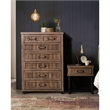 Michael Amini Crossings Wood & Metal Side Table with Drawer - Barn Brown