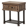 Michael Amini Crossings Wood & Metal Side Table with Drawer - Barn Brown