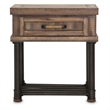 Michael Amini Crossings Wood & Metal Side Table with Drawer - Barn Brown