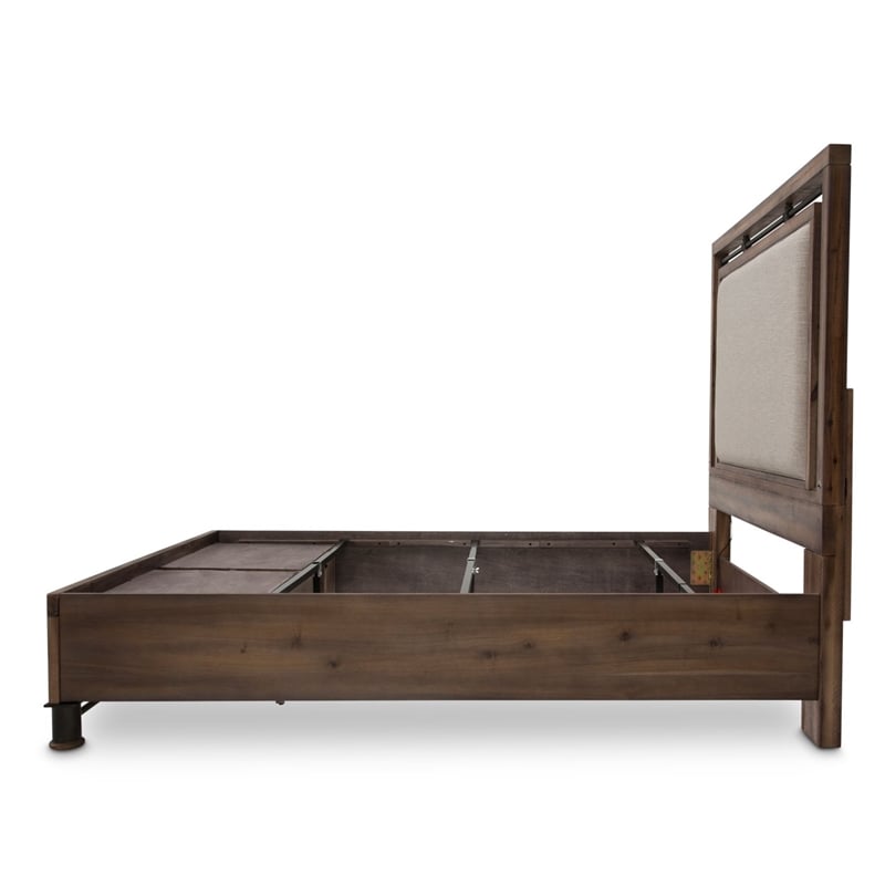 Michael Amini Crossings King Panel Bed with Drawers - Brown