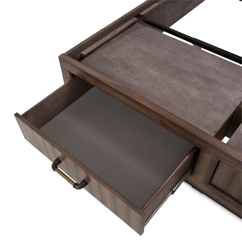 Michael Amini Crossings King Panel Bed with Drawers - Brown