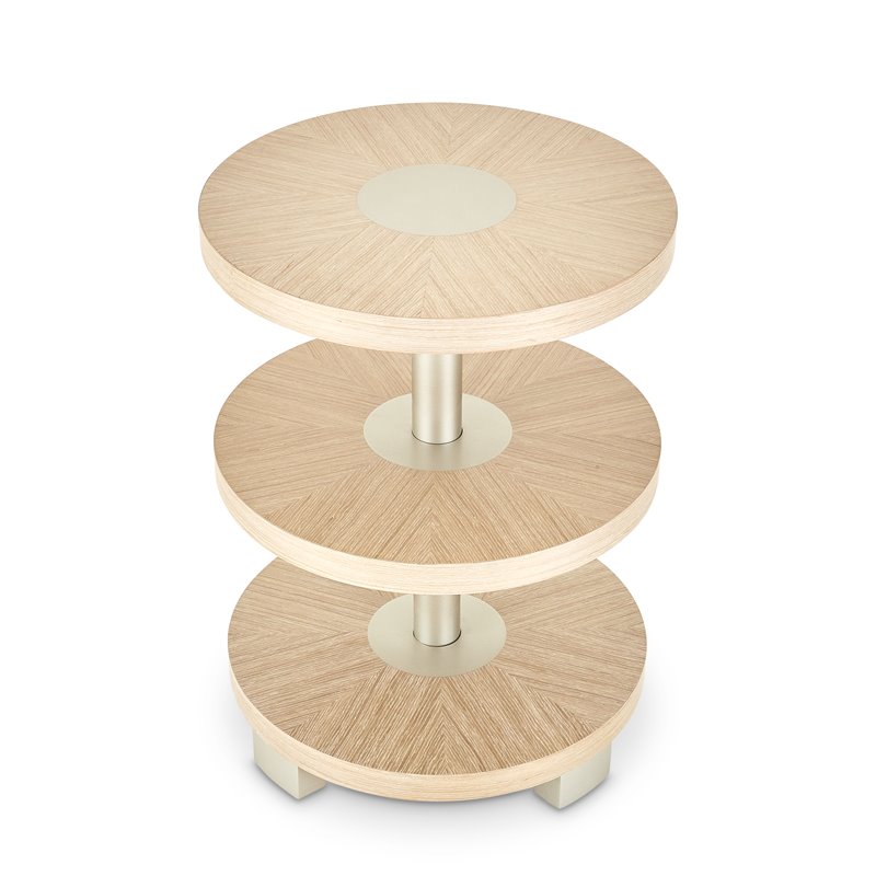 Michael Amini Laguna Ridge Modern Wood & Metal Chairside Table in Washed Oak