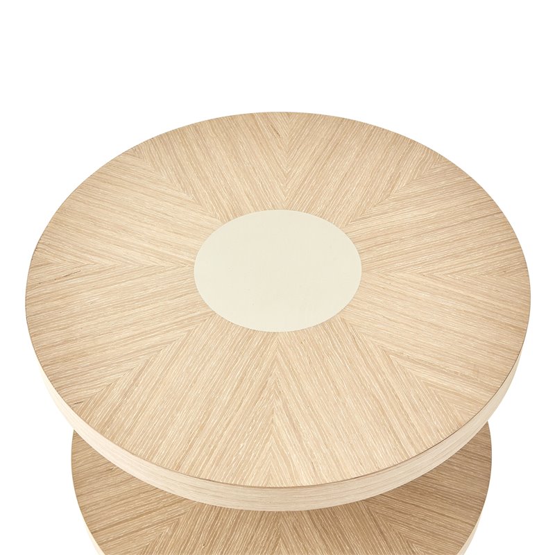 Michael Amini Laguna Ridge Modern Wood & Metal Chairside Table in Washed Oak