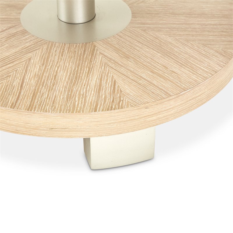 Michael Amini Laguna Ridge Modern Wood & Metal Chairside Table in Washed Oak