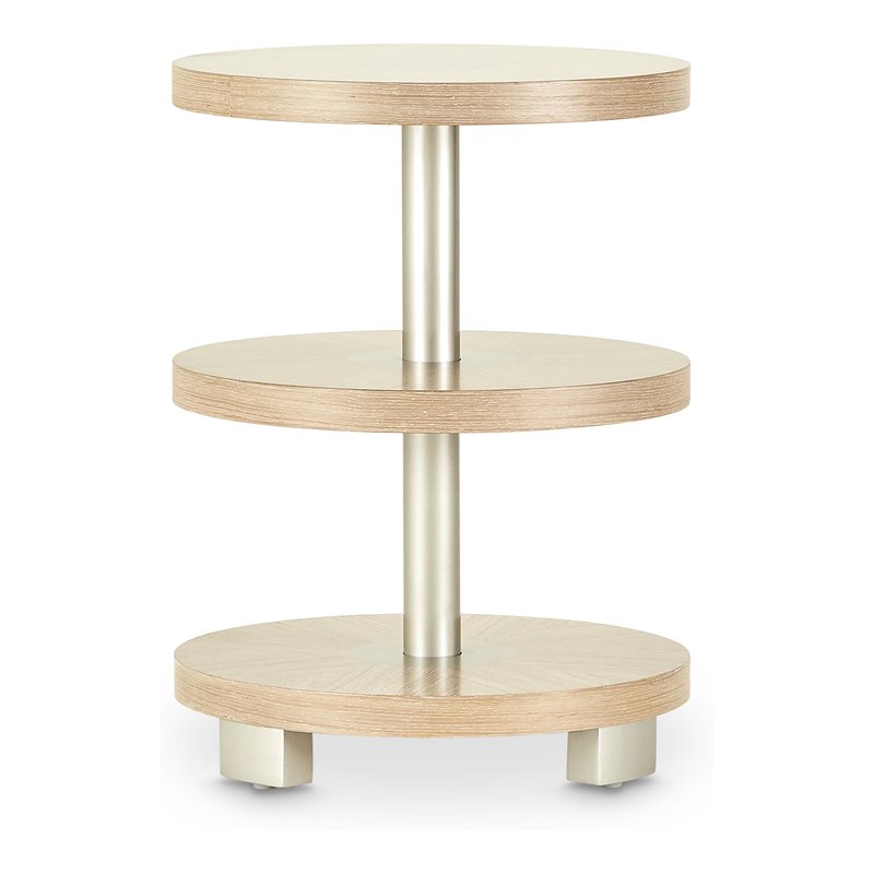 Michael Amini Laguna Ridge Modern Wood & Metal Chairside Table in Washed Oak