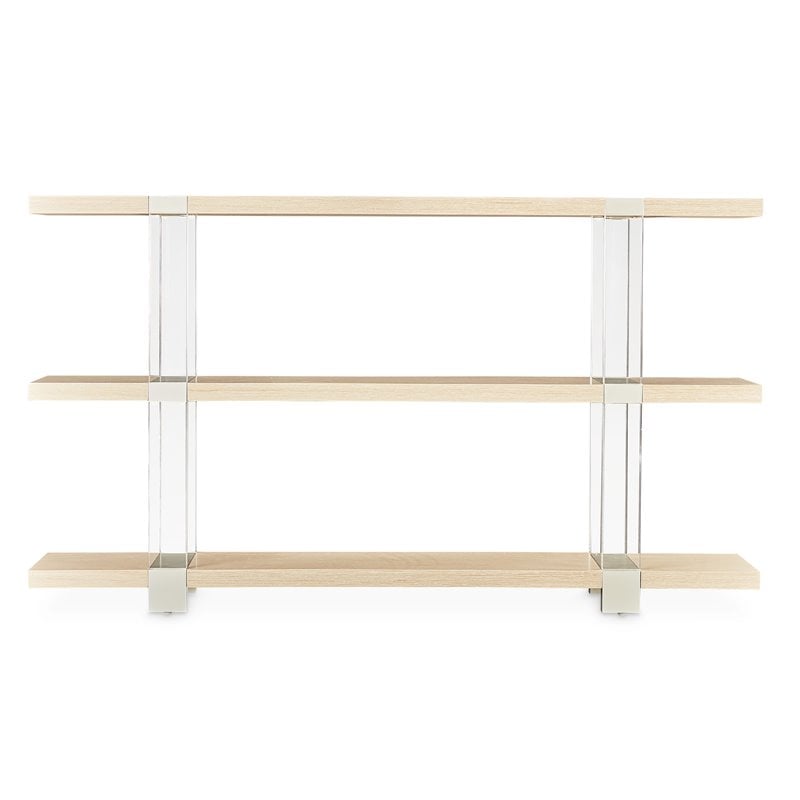 Michael Amini Laguna Ridge Modern Wood & Acrylic Console Table in Washed Oak