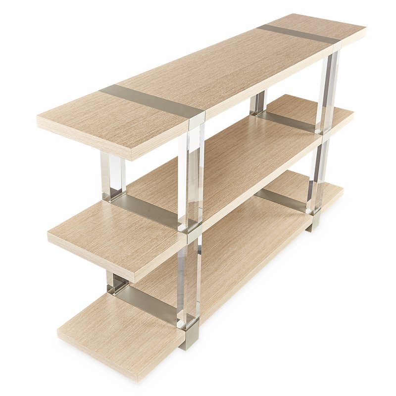 Michael Amini Laguna Ridge Modern Wood & Acrylic Console Table in Washed Oak