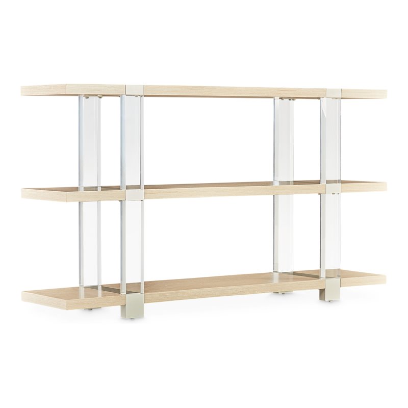 Michael Amini Laguna Ridge Modern Wood & Acrylic Console Table in Washed Oak