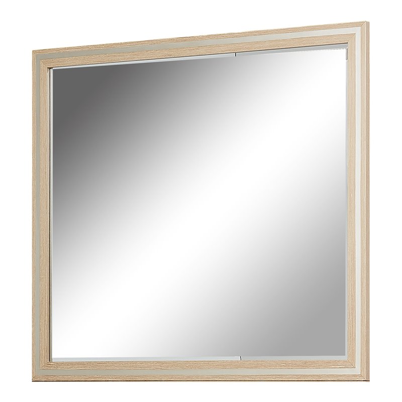 Michael Amini Laguna Ridge Modern Wood & Glass Wall Mirror in Washed Oak