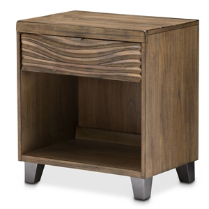 Michael Amini Del Mar Sound Wood Nightstand in Boardwalk Brown