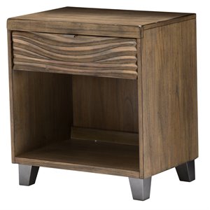 michael amini del mar sound 1-drawer wood nightstand in boardwalk brown