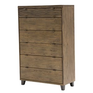 michael amini del mar sound 6-drawer contemporary wood chest in boardwalk brown