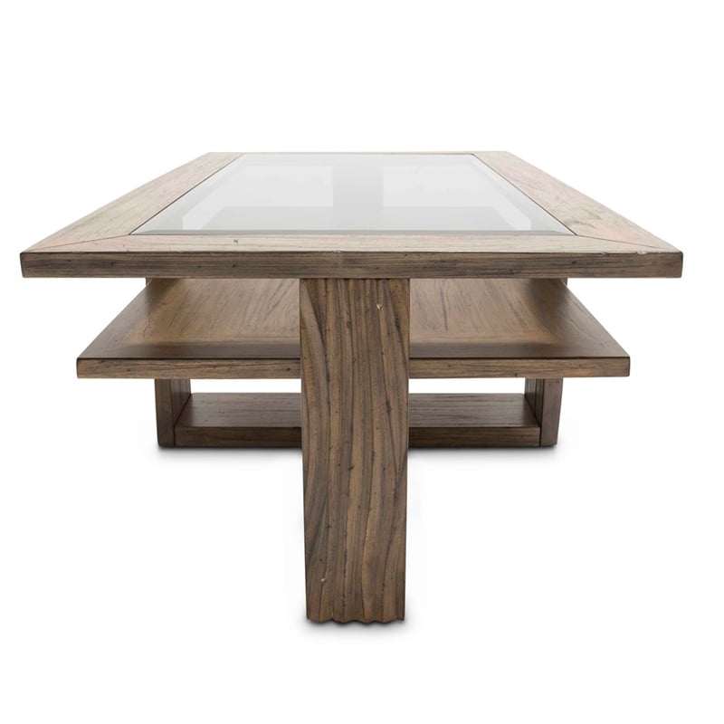 Michael Amini Del Mar Sound Wood & Glass Cocktail Table in Boardwalk Brown