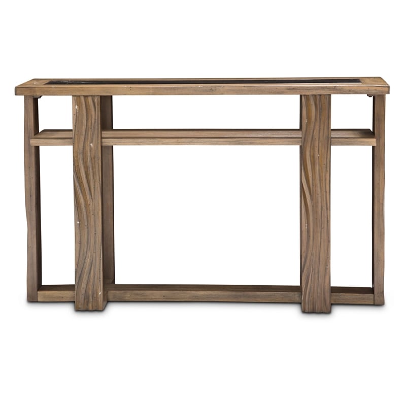 Michael Amini Del Mar Sound Wood & Glass Console Table in Boardwalk Brown