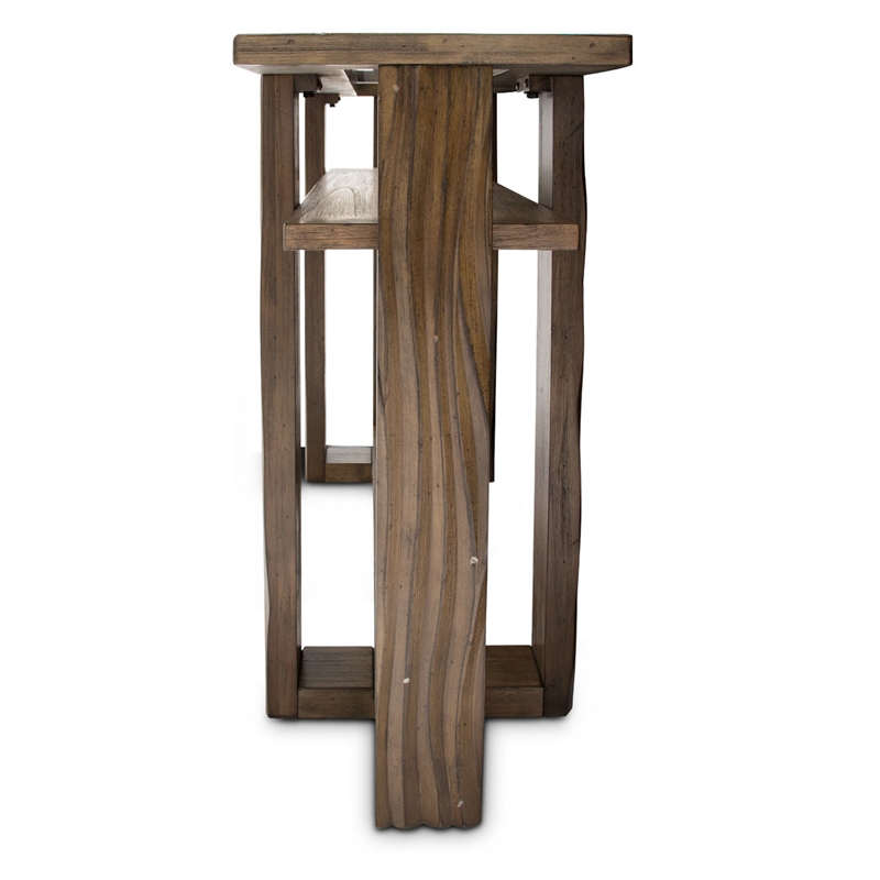 Michael Amini Del Mar Sound Wood & Glass Console Table in Boardwalk Brown