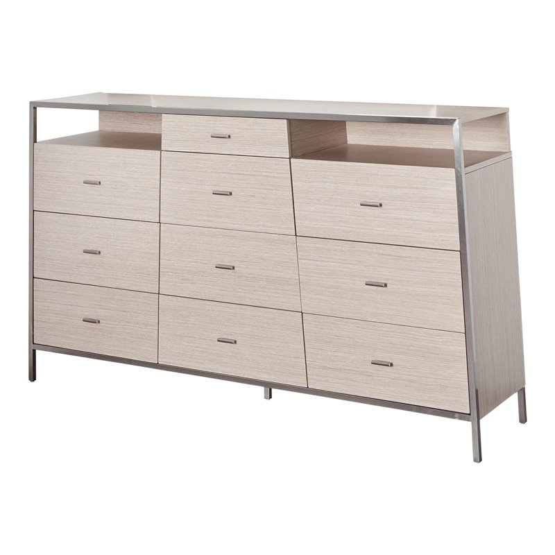 Michael Amini Silverlake Village Contemporary Wood & Metal Dresser - Washed Oak