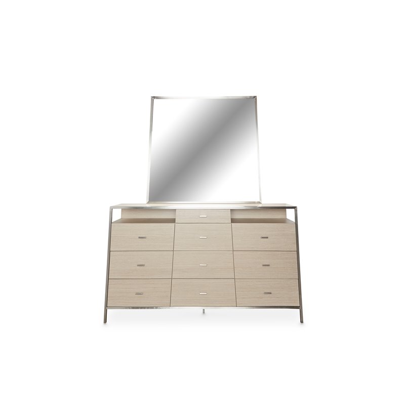 Michael Amini Silverlake Village Dresser with Mirror - Washed Oak