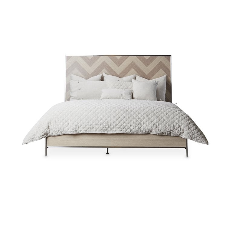 Michael Amini Silverlake Village Eastern King Panel Bed in Washed Oak