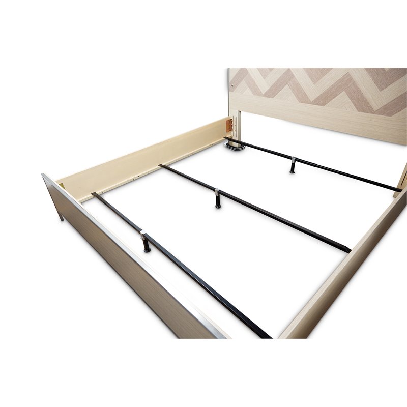 Michael Amini Silverlake Village Wood & Metal Queen Panel Bed in Washed Oak
