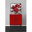 Michael Amini State St. Stainless Steel Accent Cabinet in Saffron Red/Black