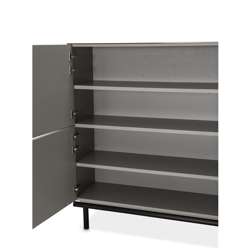 Michael Amini State St. Stainless Steel Accent Cabinet in Saffron Red/Black