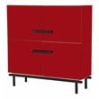 Michael Amini State St. Stainless Steel Accent Cabinet in Saffron Red/Black