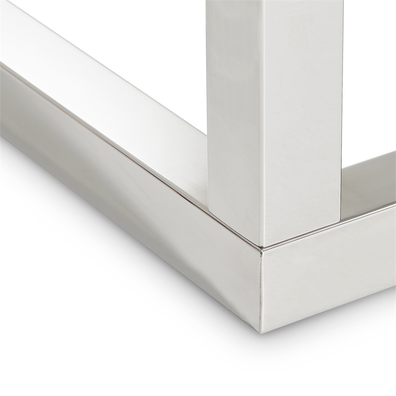 Michael Amini State St. Square Modern Stainless Steel & Glass End Table