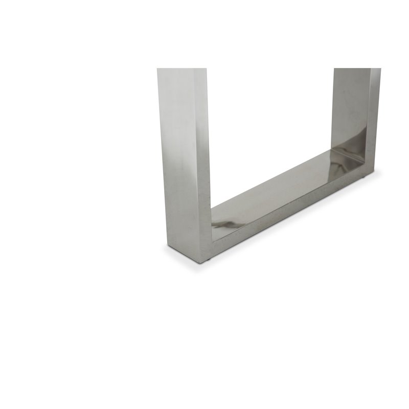 Michael Amini State St. Stainless Steel & Glass Dining Table in Off White