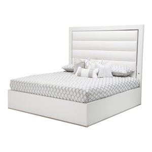 michael amini state st. metal & vinyl cal king panel bed in off white