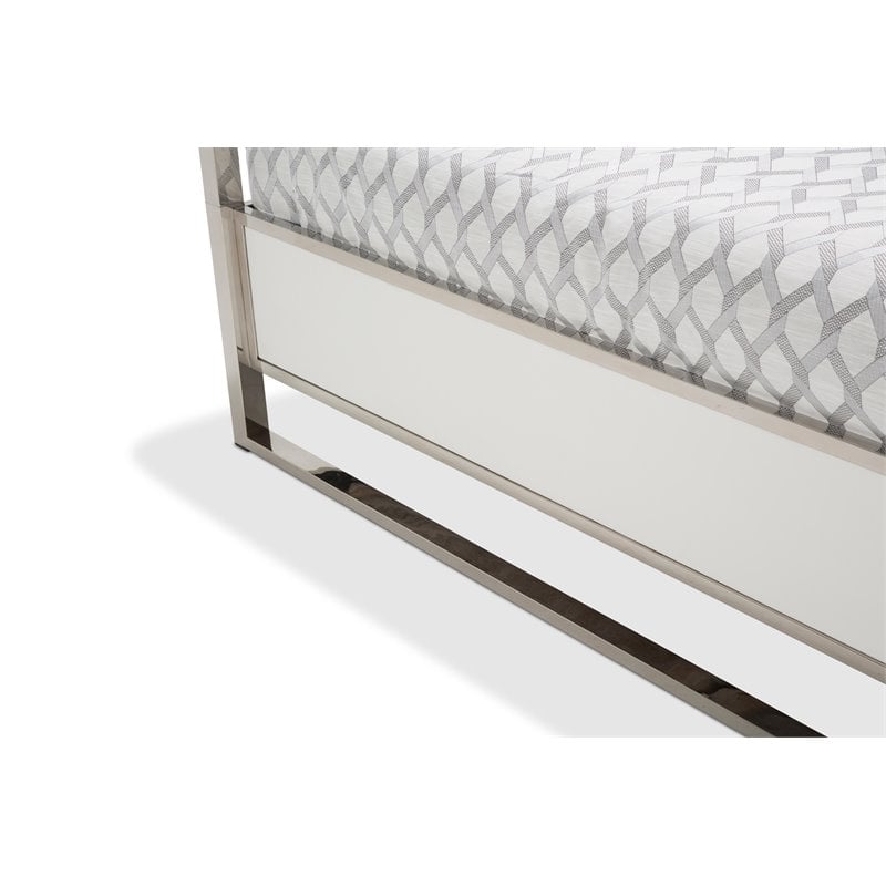 Michael Amini State St. Metal Eastern King Canopy Bed in Off White