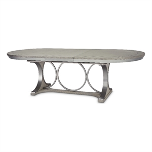 Michael Amini Eclipse Oval Rubberwood & Steel Dining Table in Moonlight Gray