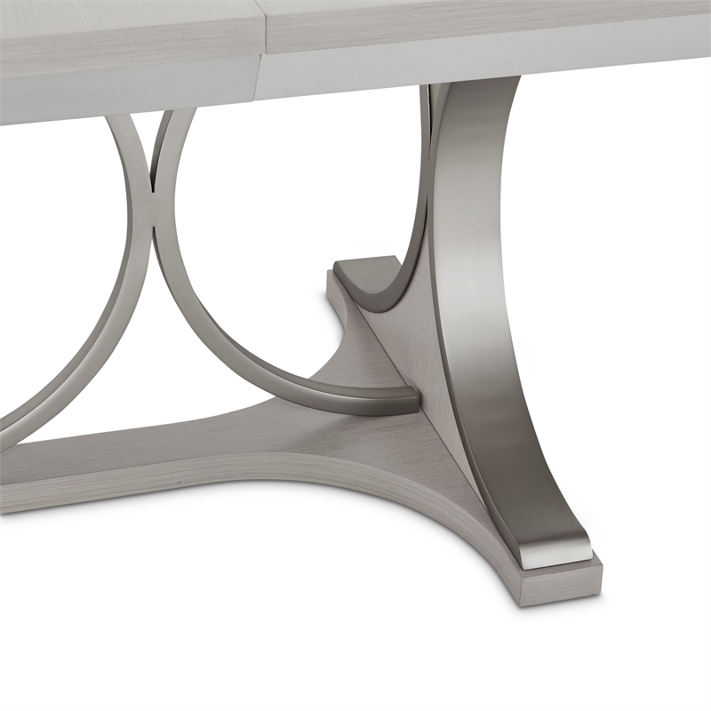 Michael Amini Eclipse Oval Rubberwood & Steel Dining Table in Moonlight Gray